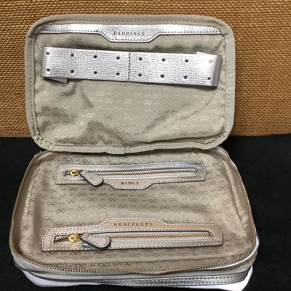 Anya Hindmarch Wink Jewelry Travel Case Pouch in Gray and Silver (B404) - Picture 7 of 11